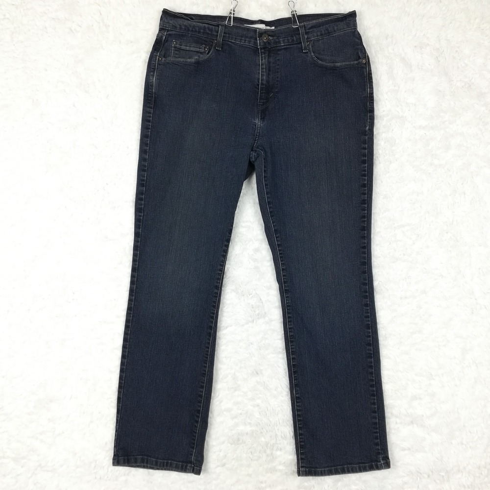 Levi's Womens Jeans 505 Straight Leg Navy Blue Denim Dark Wash Mid Short 14S